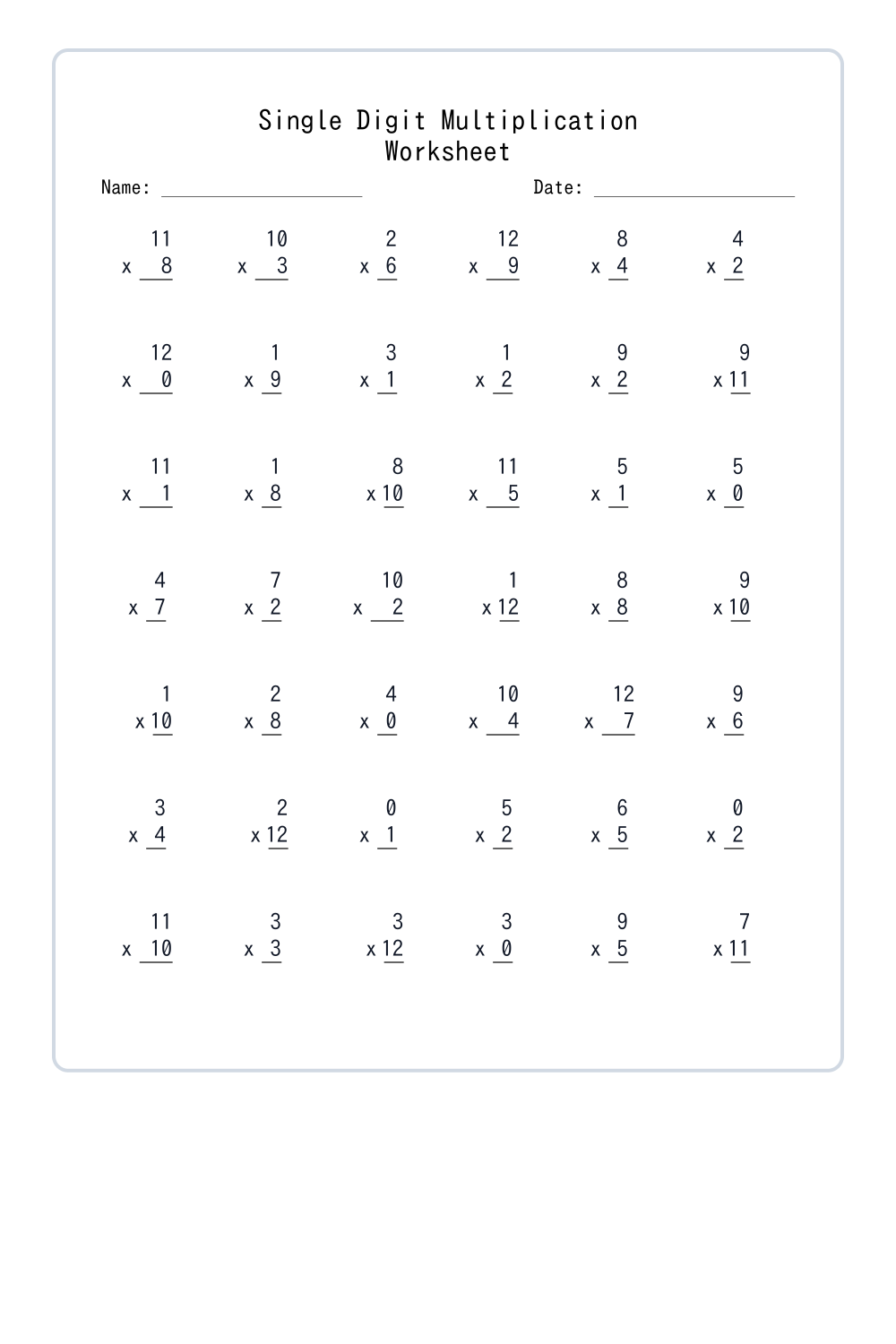 2nd Grade Basic Multiplication Worksheets Set 1 - Free Printable PDF ...