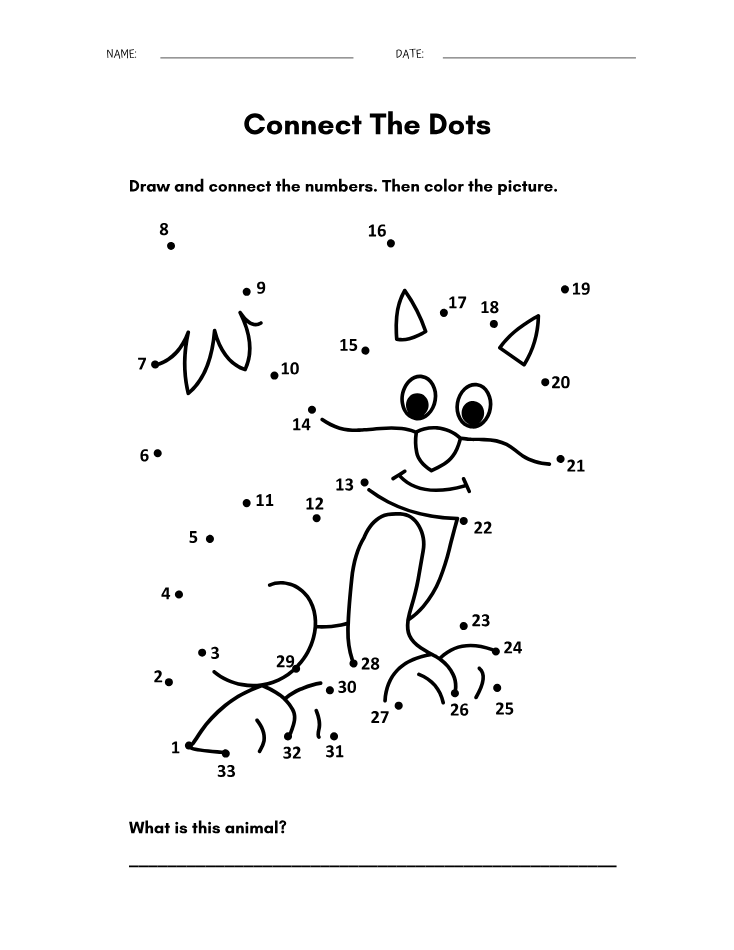 Preschool Cat Color by Number Worksheet - Free Printable PDF preview