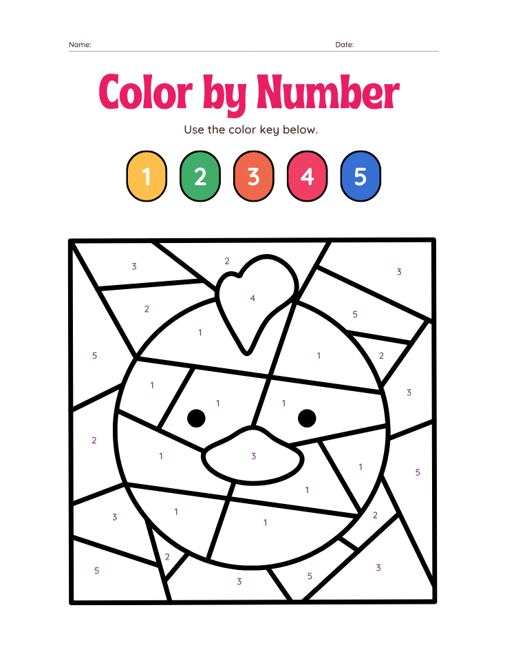 Preschool Number 1 Color by Number Worksheet - Free Printable PDF preview