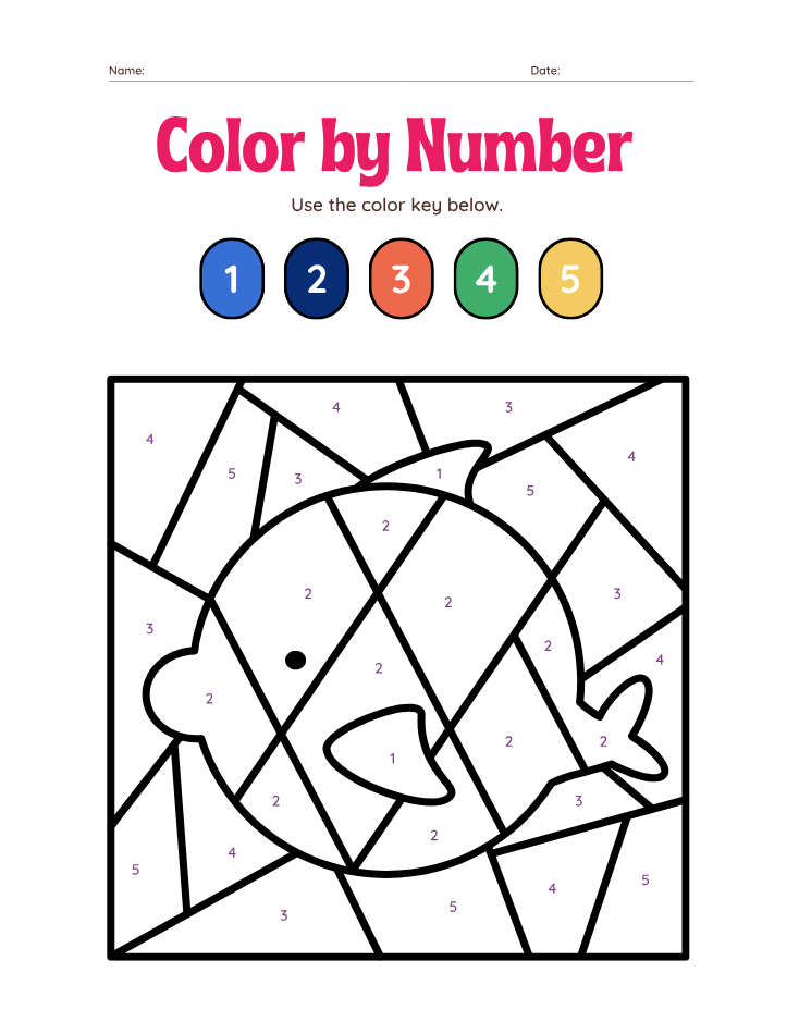 Preschool Number 2 Color by Number Worksheet - Free Printable PDF preview