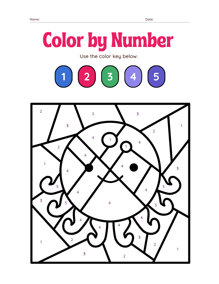 Preschool Number 3 Color by Number Worksheet - Free Printable PDF preview