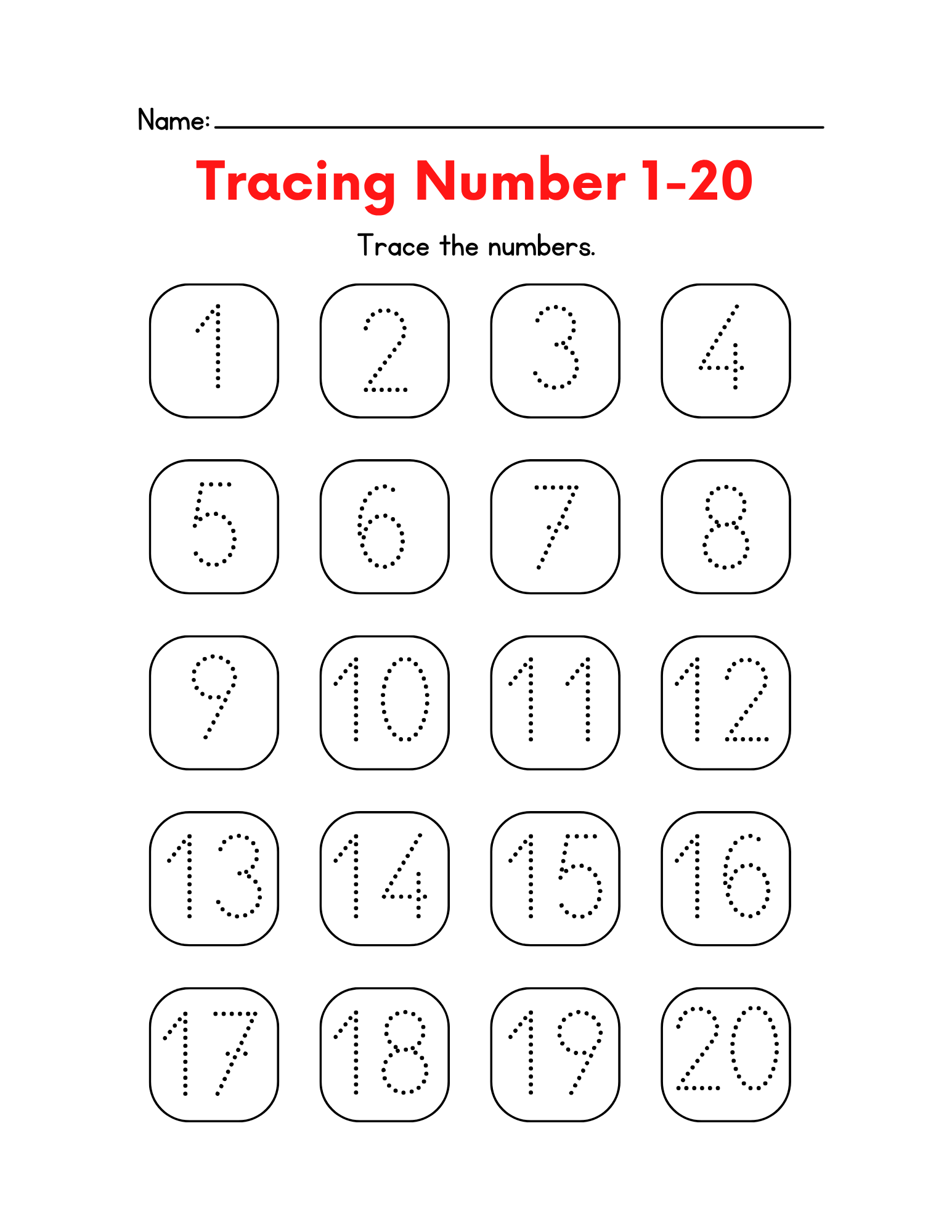 Preschool Numbers 0-10 Tracing Practice - Free Printable PDF preview